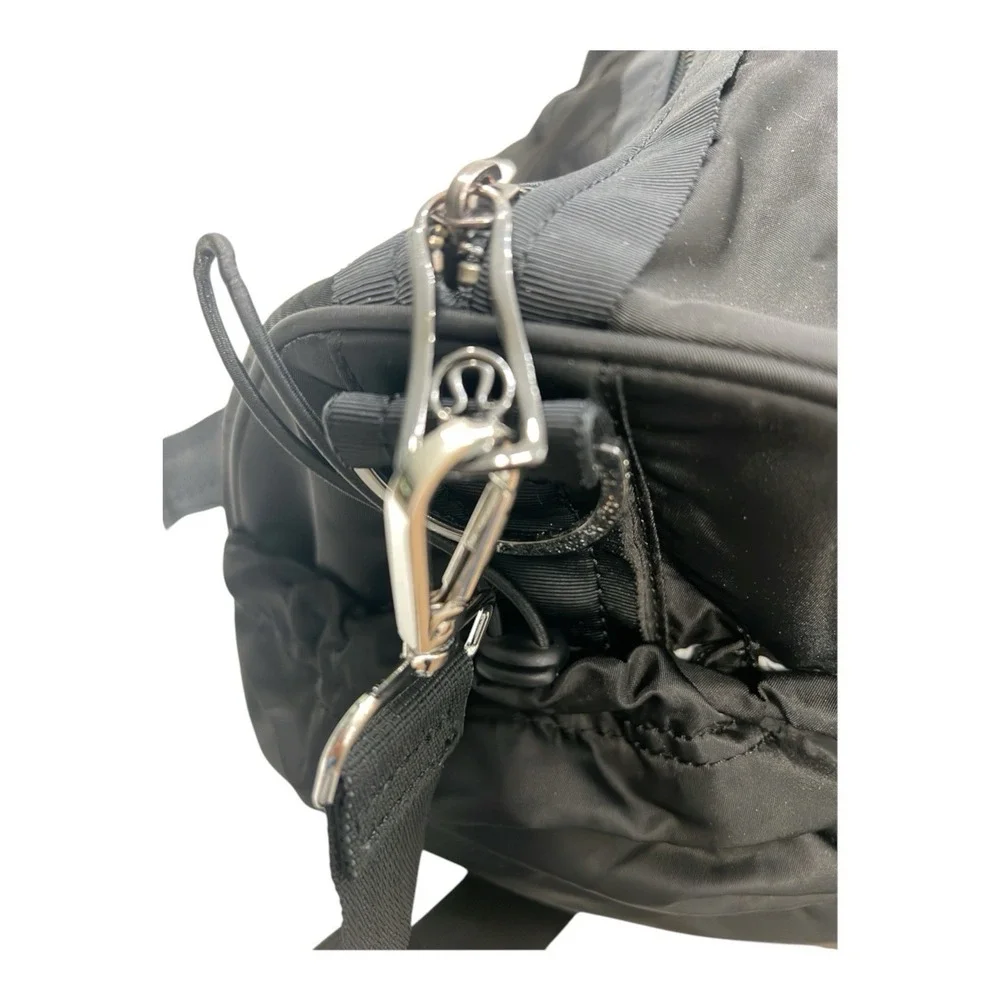 Lululemon Black Nylon Duffel Gym Travel Bag Shoulder Strap Logo Tote Bow
